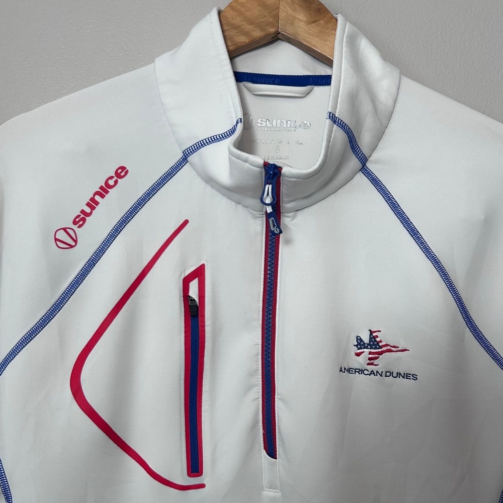 Sunice Pullover Mens Large White 1/4 Zip American Dunes USA Golf Performance
